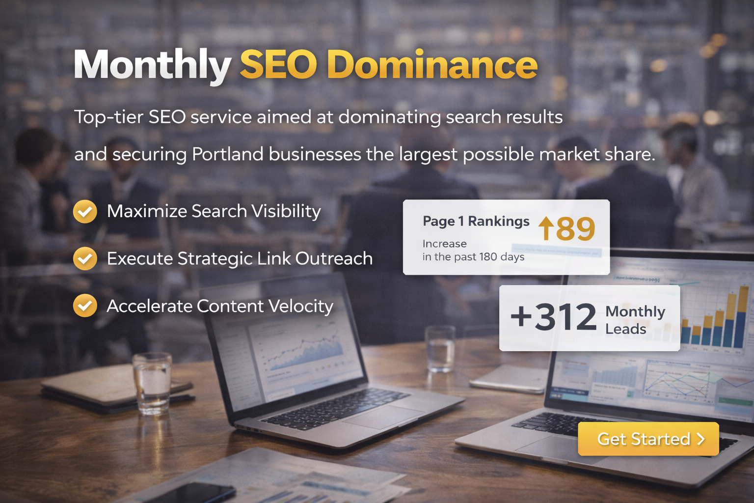 Premium monthly SEO dominance service representing top search rankings and market leadership in competitive results