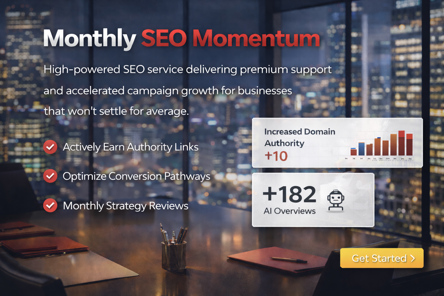 Monthly SEO momentum service highlighting accelerated keyword rankings and faster organic search performance