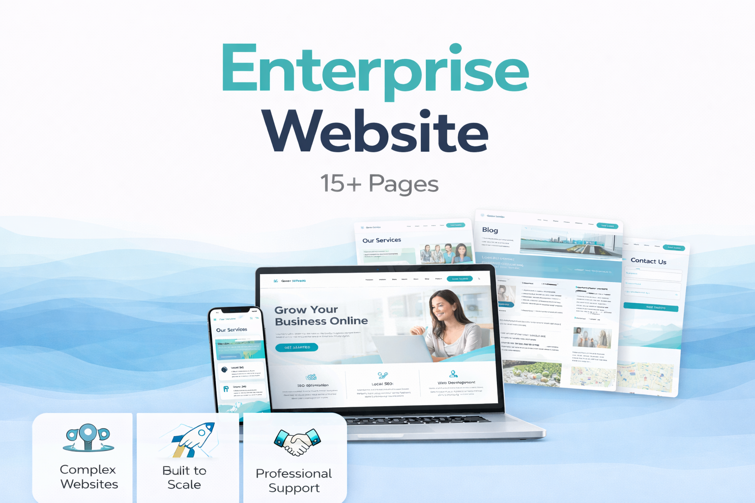 Enterprise website design showing a large multi-page WordPress site built for scalability and complex business needs